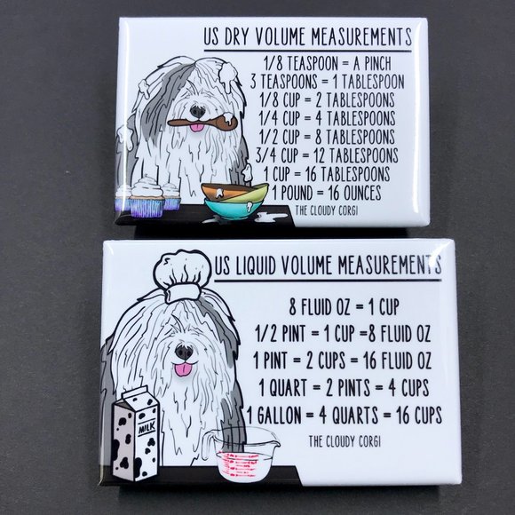 Old English Sheepdog Kitchen Measuring Magnet Set - Picture 1 of 7